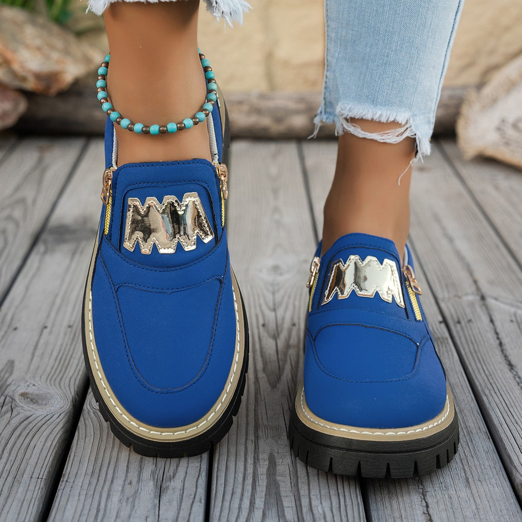 Sarah Express Women's Chunky Platform Loafers with Zipper