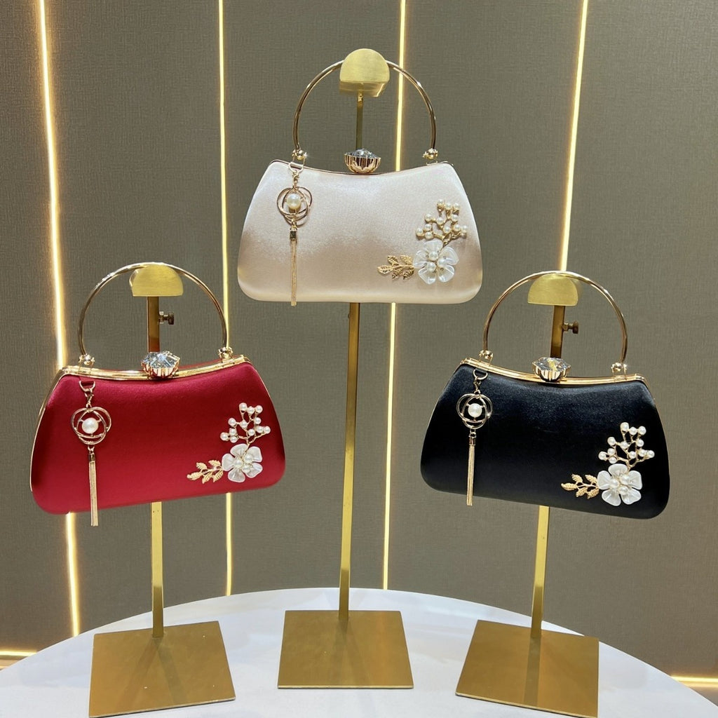 Sarah Express Pearl Embellished Tassel Evening Handbag