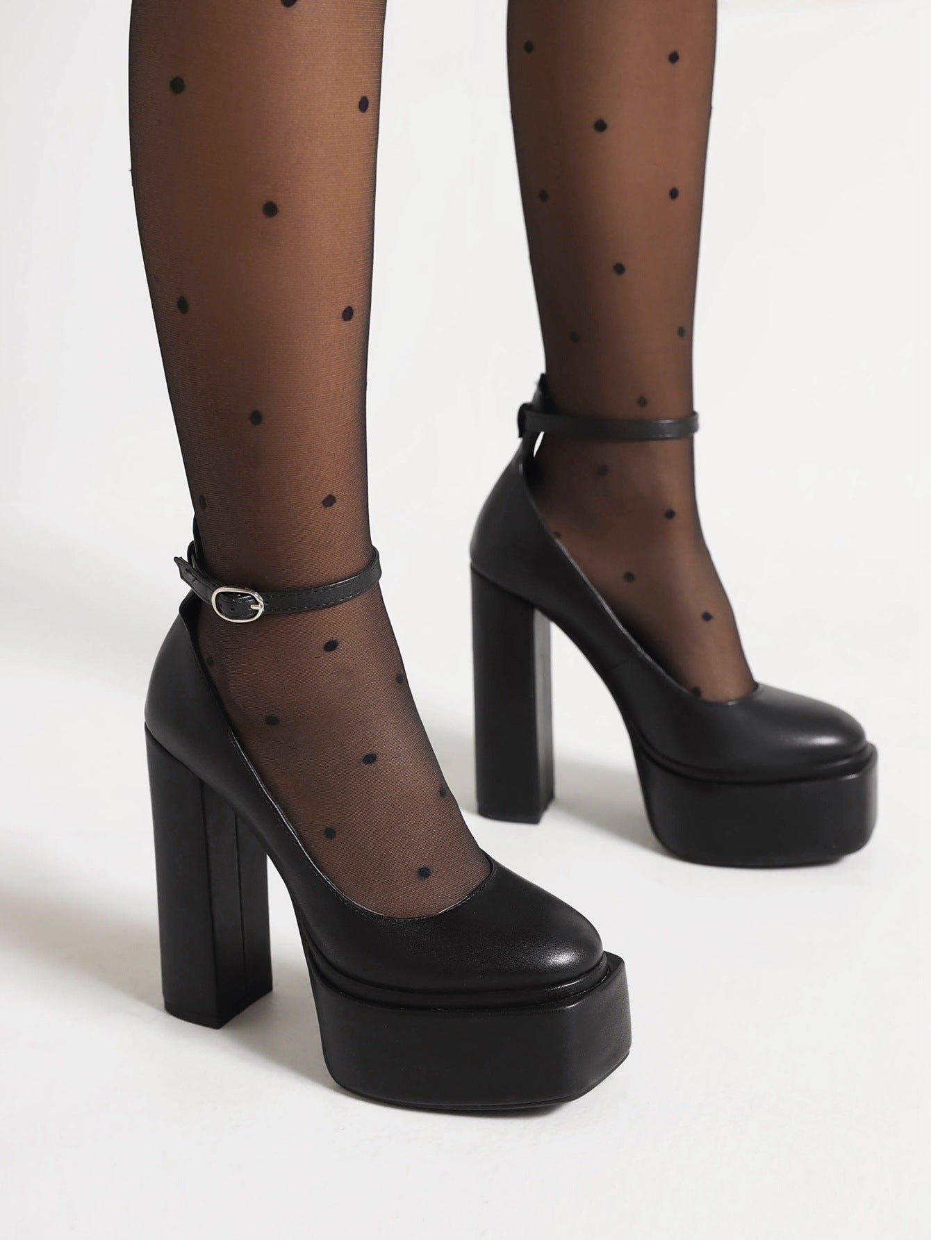 Sarah Express Pointed-Toe Chunky Heel Buckle Pumps