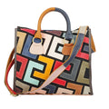 Sarah Express Geometric Pattern Stitching Leather Crossbody Bag Colorful
