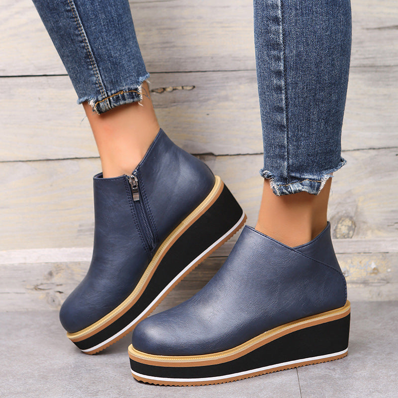 Sarah Express Wedge Ankle Boots with Side Zipper