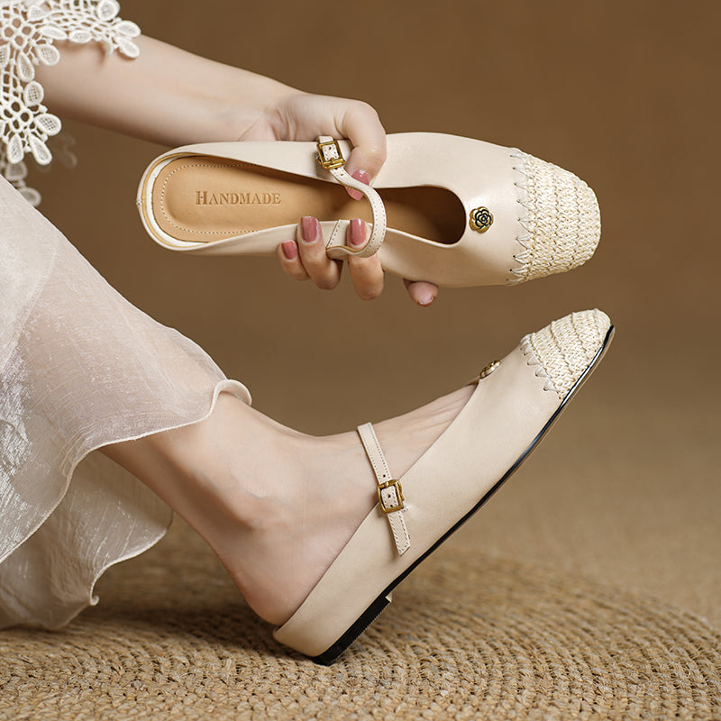Sarah Express Handmade Leather Mary Jane Slide Sandals