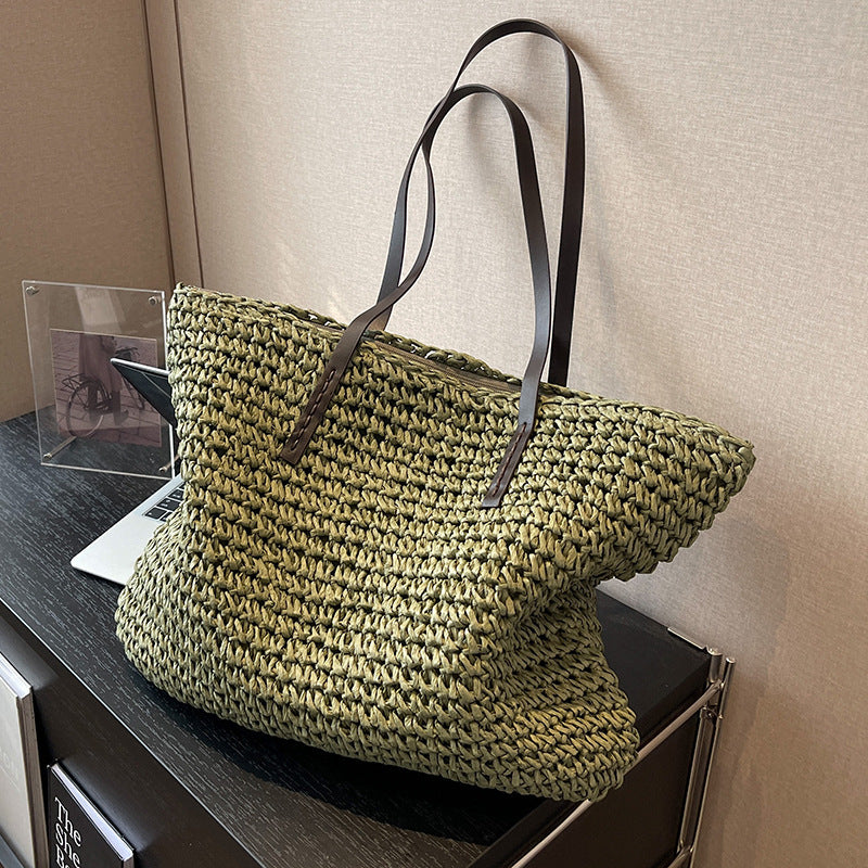 Sarah Express Woven Shoulder Bag Large Capacity Tote