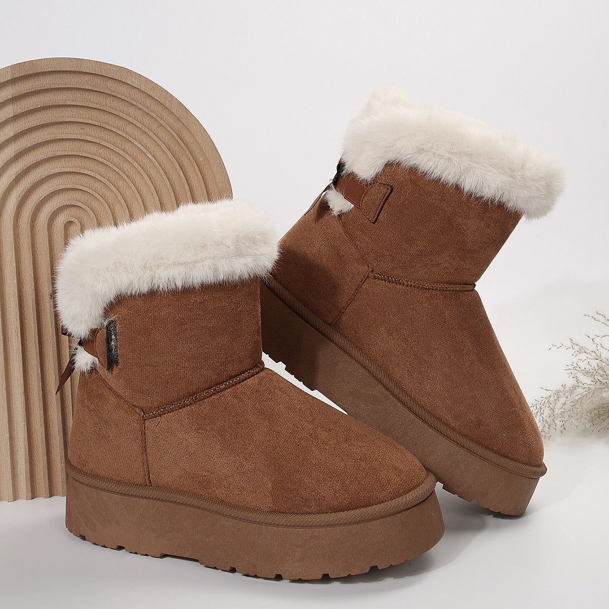 Sarah Express Bow-knot Plush Lined Winter Ankle Boots