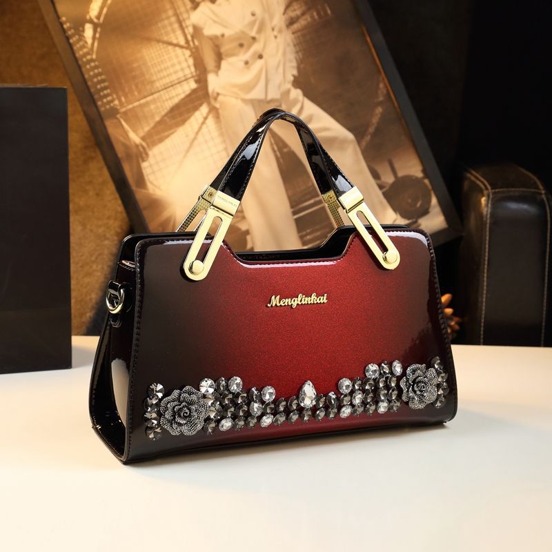Sarah Express Studded Pillow Tote Shoulder Bag Gradient Wine Red