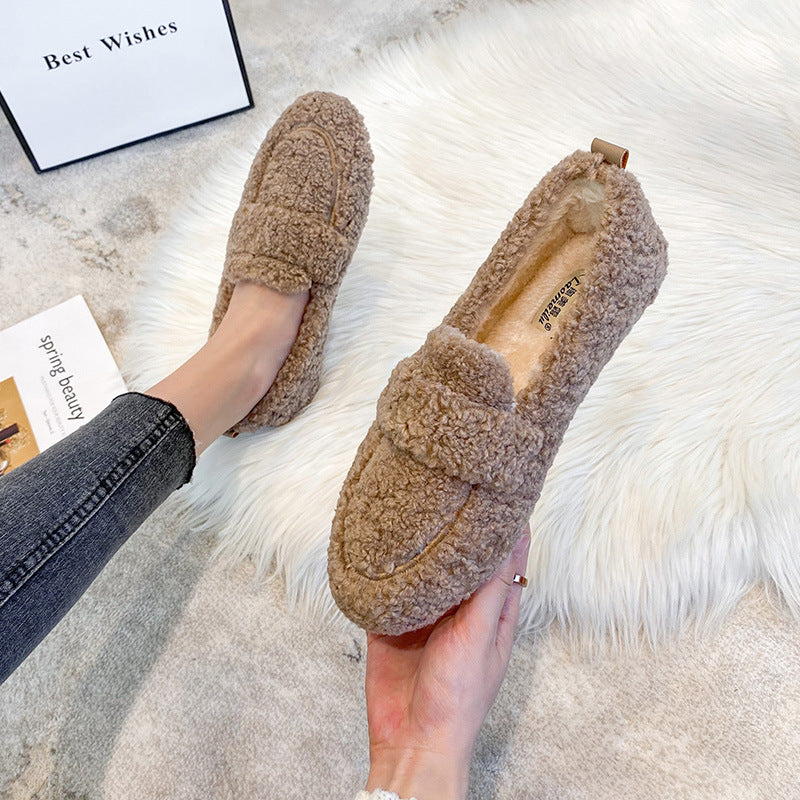 Sarah Express Plush Lamb Wool Slip On Loafers
