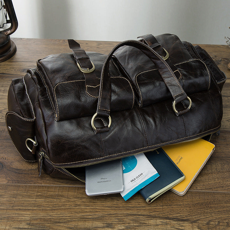 Sarah Express Retro Cowhide Leather Business Document Bag