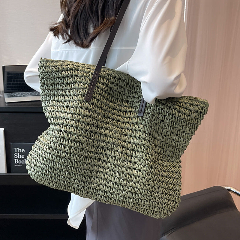 Sarah Express Woven Shoulder Bag Large Capacity Tote