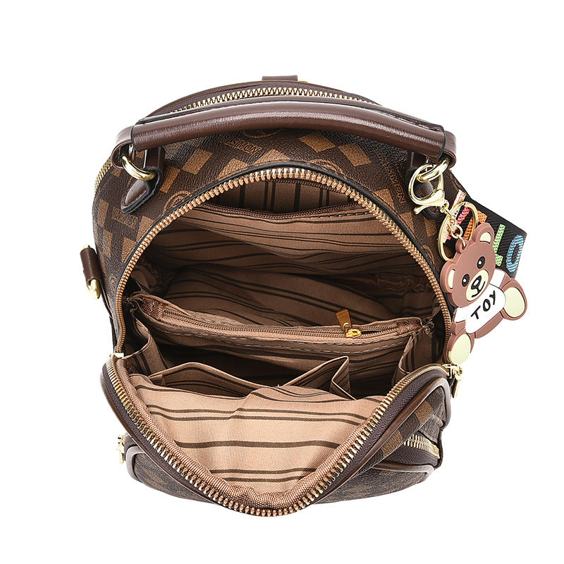 Sarah Express Patterned Travel Backpack with Bear Charm