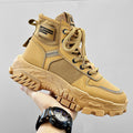 Sarah Express Men's Rugged Platform Lace-Up Boots Khaki