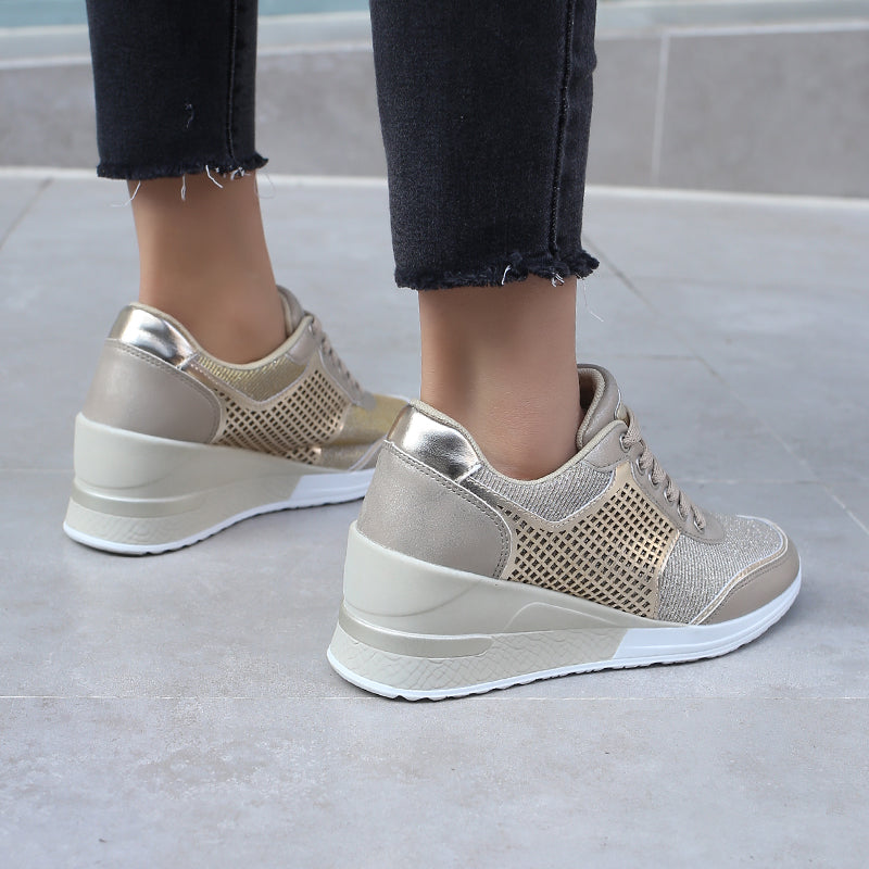 Sarah Express Women's Lace-up Height Increasing Wedge Sneakers