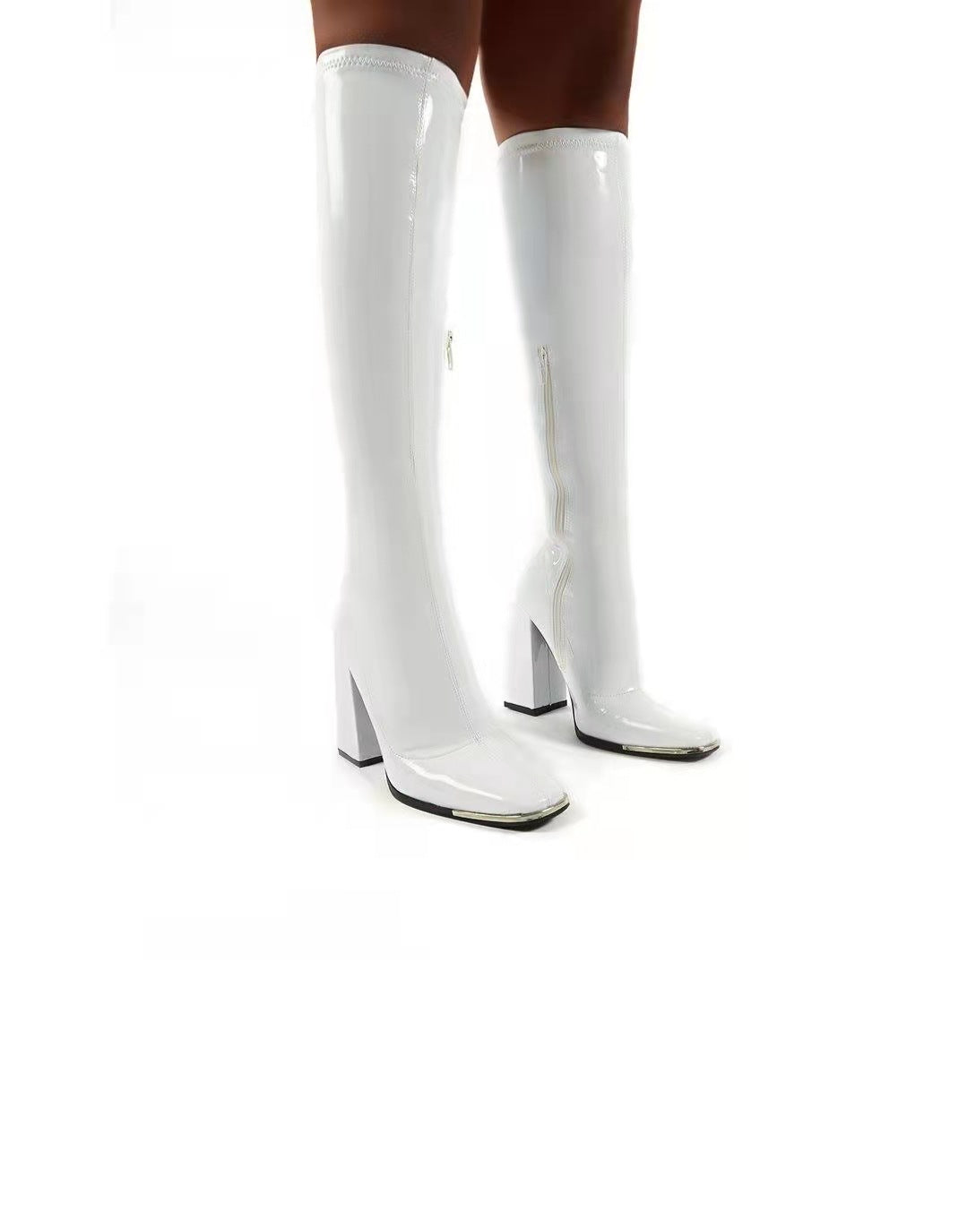 Sarah Express Square Toe Chunky Heel Mid Boots