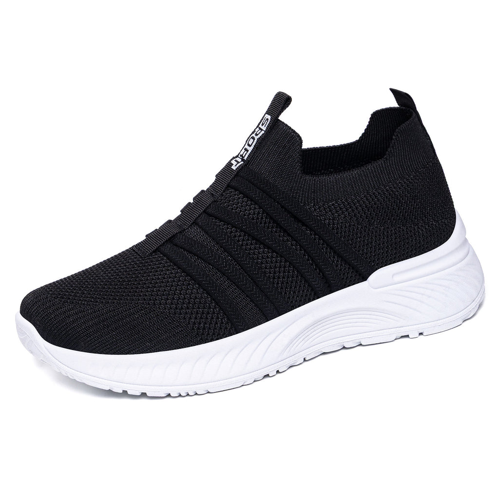 Sarah Express Breathable Flyknit Slip-On Casual Sneakers Black