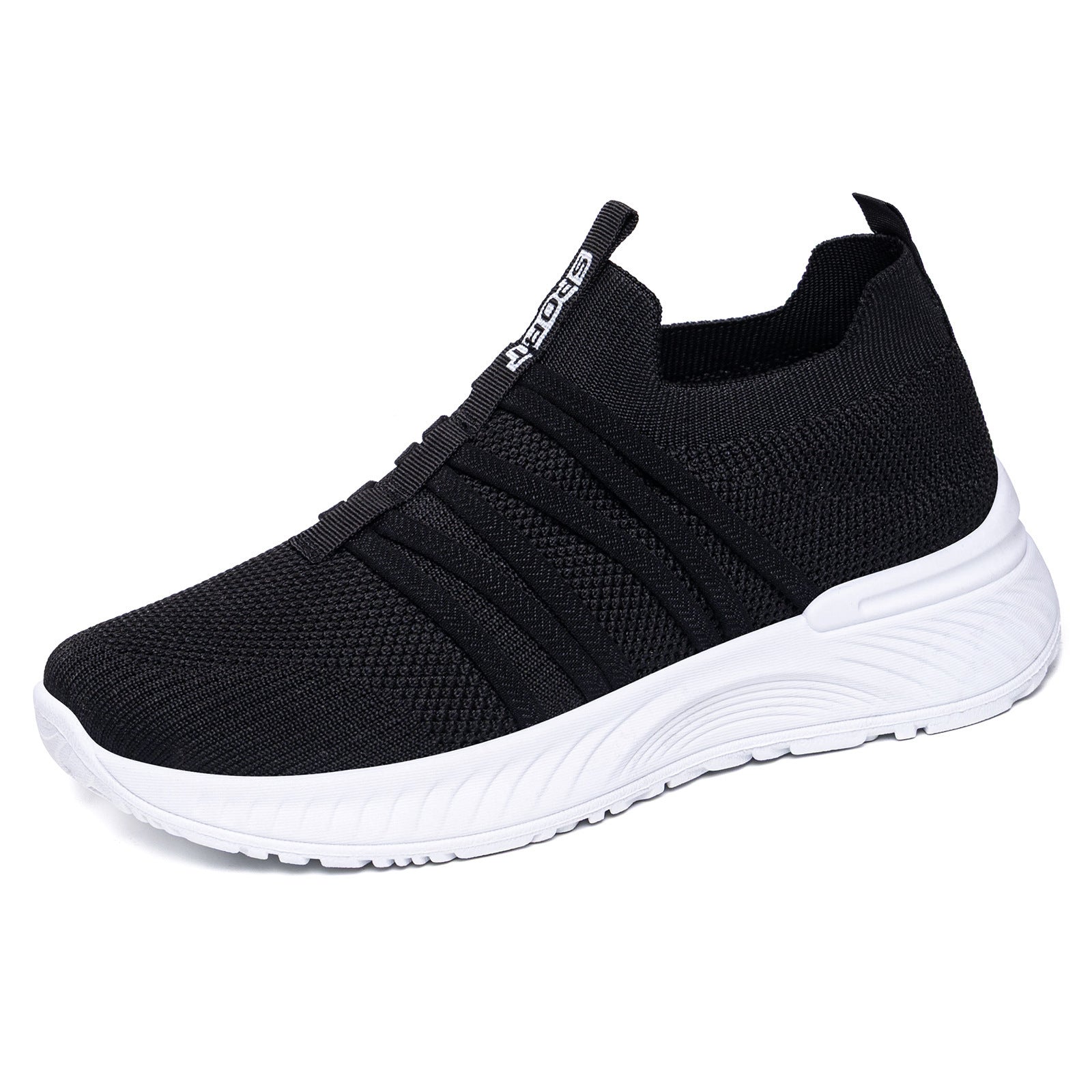 Sarah Express Breathable Flyknit Slip-On Casual Sneakers Black