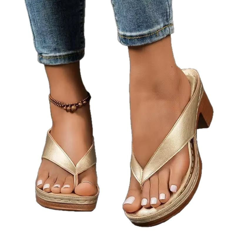 Sarah Express Women's Square Heel Wedge Sandals