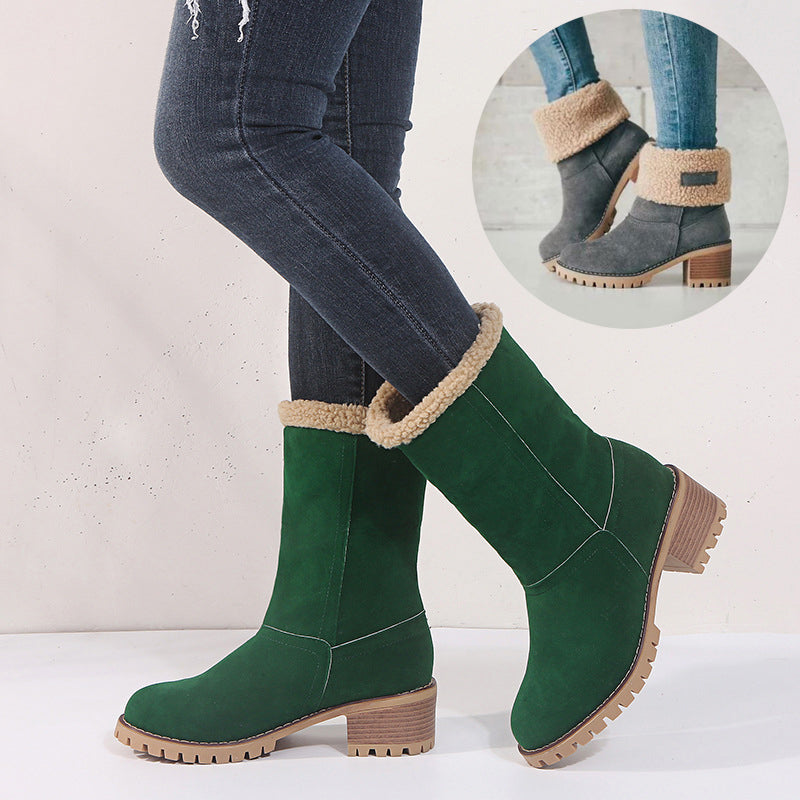 Sarah Express Suede Platform Ankle Boots with Plush Lining