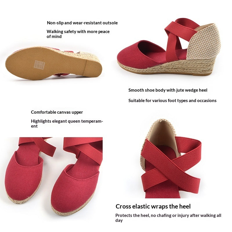Sarah Express Women's Canvas Wedge Sneakers Slip-On