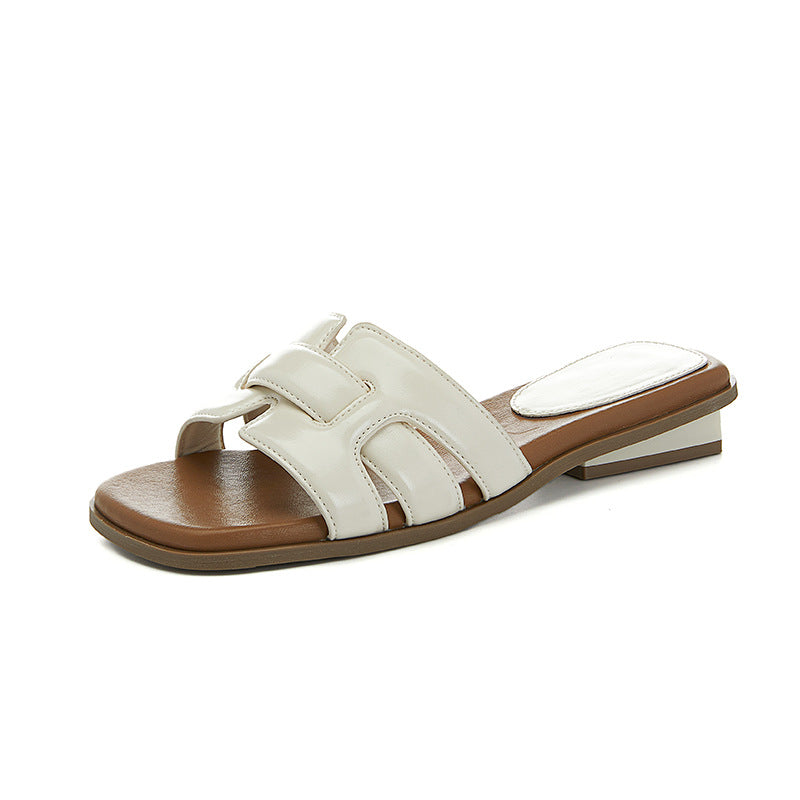Sarah Express Woven Chunky Heel Slide Sandals