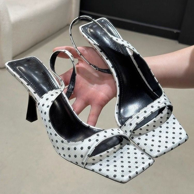 Sarah Express Stiletto Square-Toe Slingback Heels