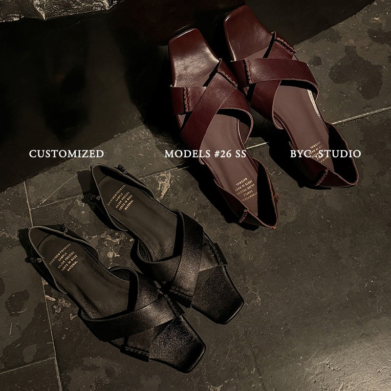 Sarah Express Handmade Crisscross Flat Leather Sandals