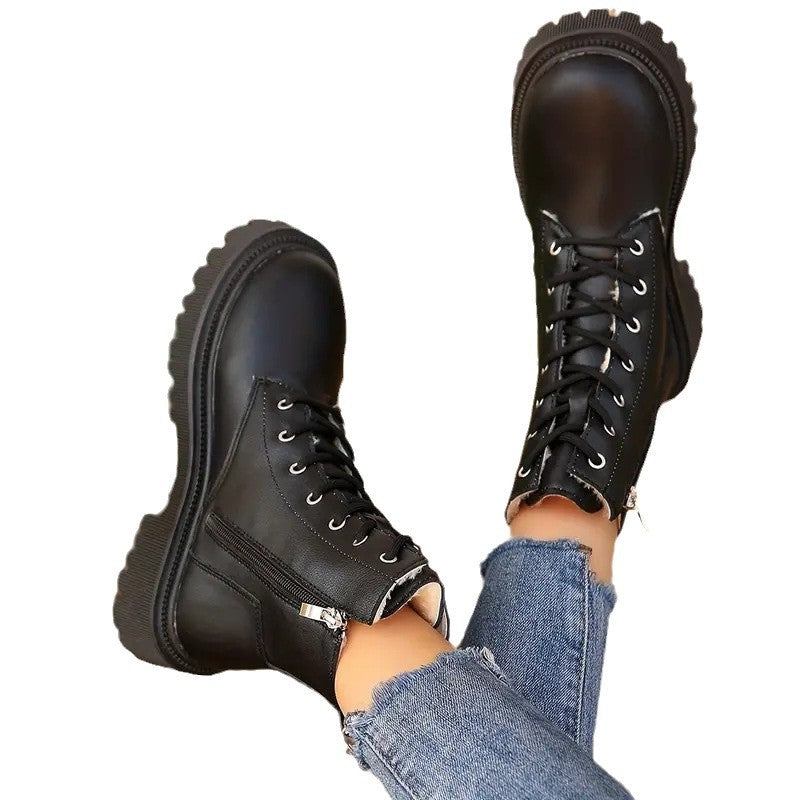 Sarah Express Women's Chunky Heel Motorcycle Ankle Boots