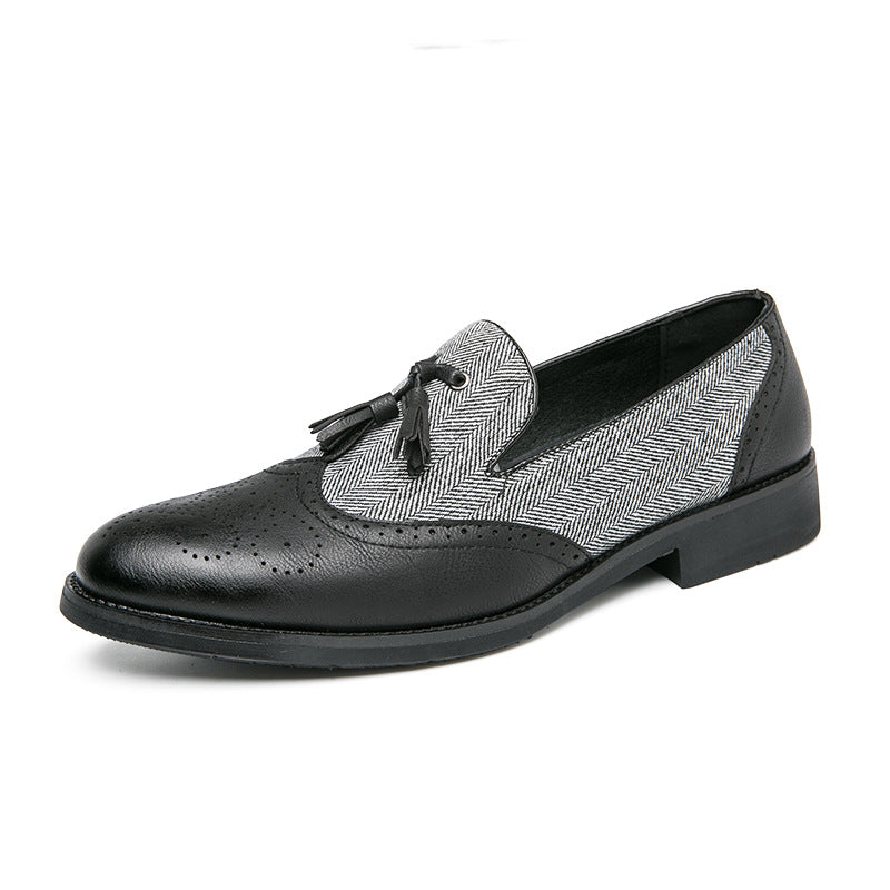 Sarah Express British Style Tassel Leather Flats Black