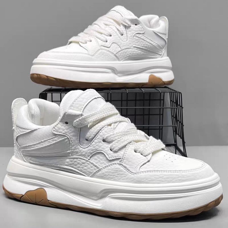 2026 New Spring Fashion Versatile Platform Height-boosting White Sneakers, Trendy Athletic Casual Skate Shoes For Young Men – product detail