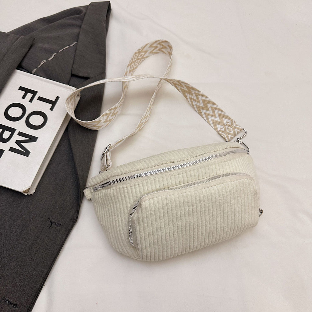 Sarah Express Corduroy Dumpling Crossbody Bag White