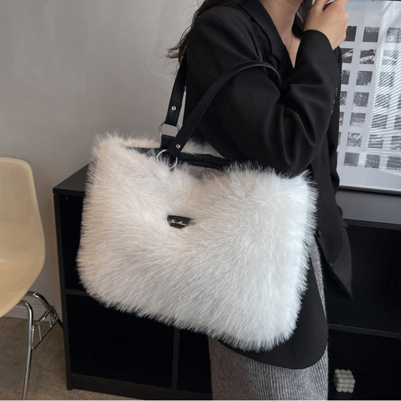 Sarah Express Plush Floral Shoulder Tote Bag