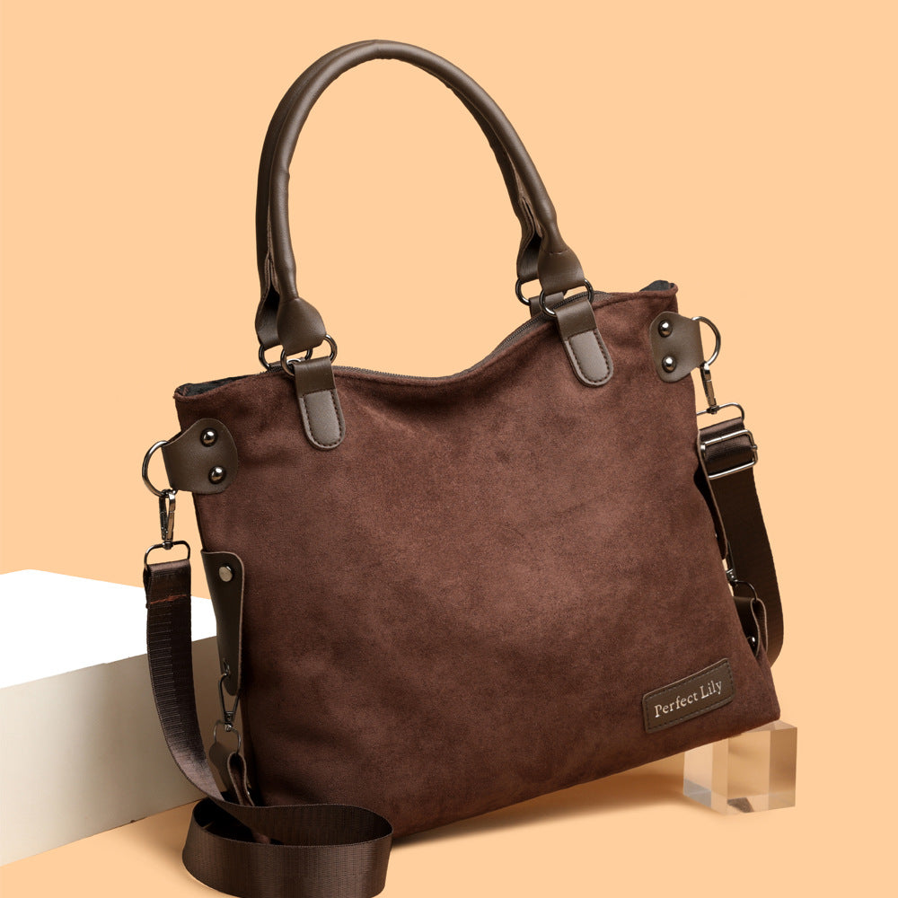 Sarah Express Vintage Suede Tote Shoulder Bag