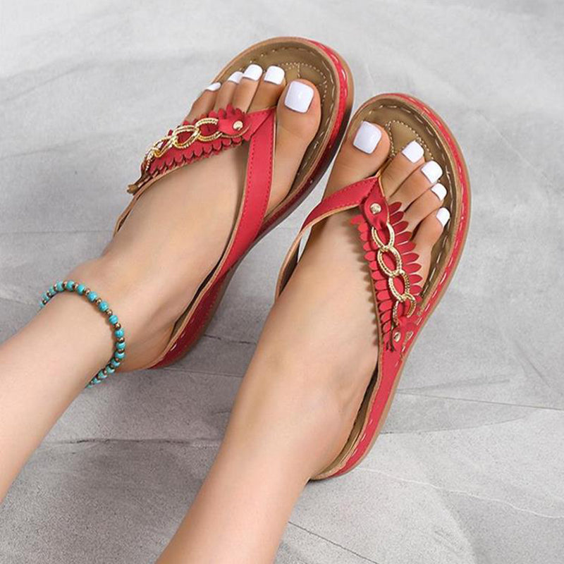 Sarah Express Women's Retro Wedge Sandals With Chain
