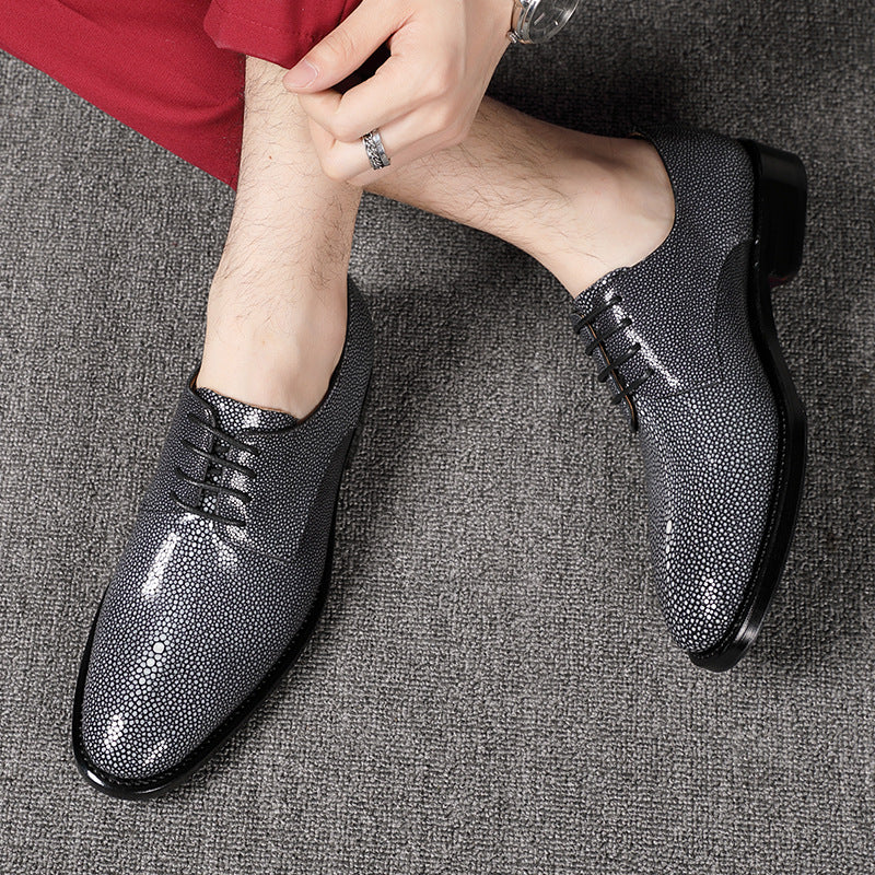 Sarah Express Textured Silver Lace Up Dress Shoes