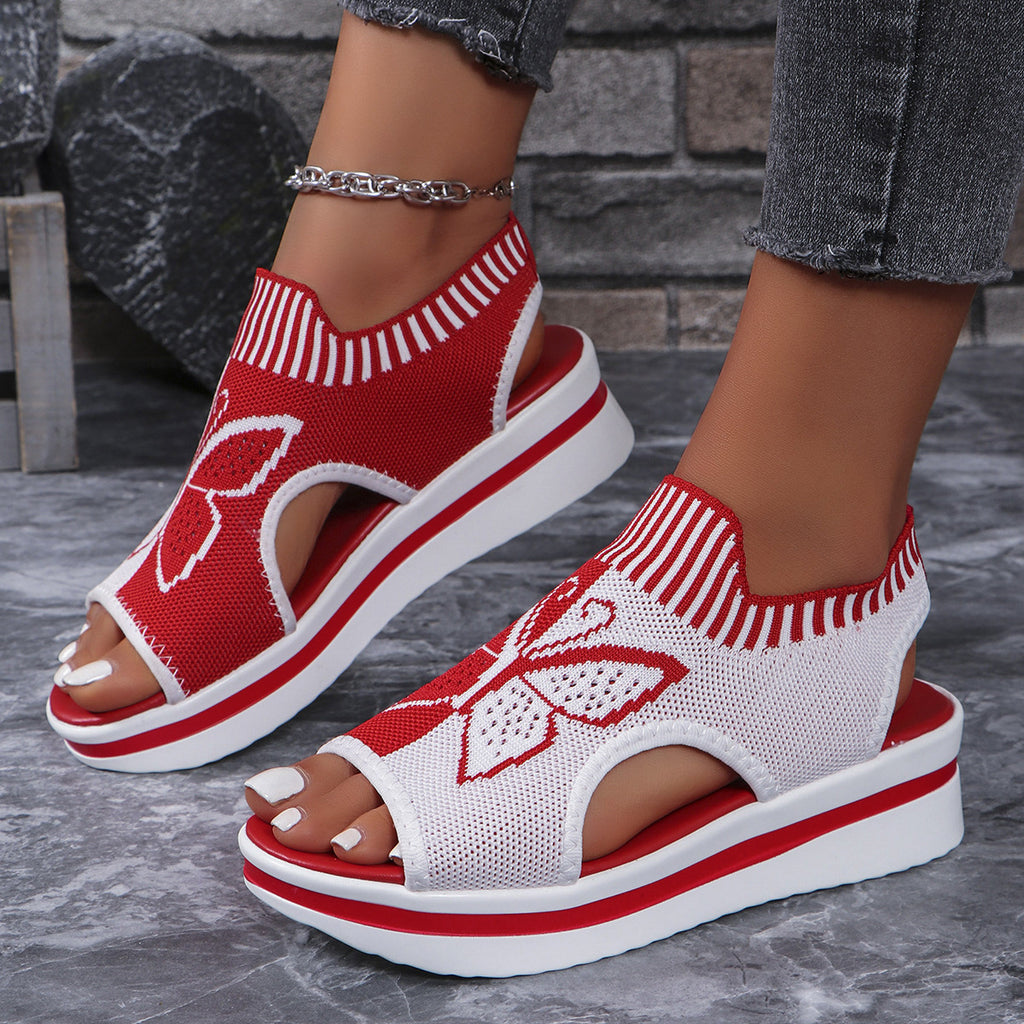 Sarah Express Butterfly Print Breathable Platform Sandals
