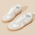 Sarah Express Unisex Casual Lace-Up Flat Sneakers White And Gray