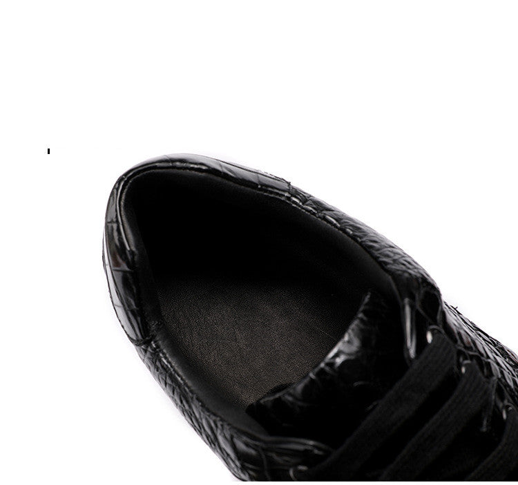 Sarah Express Men's Retro Crocodile Pattern Lace-Up Sneakers
