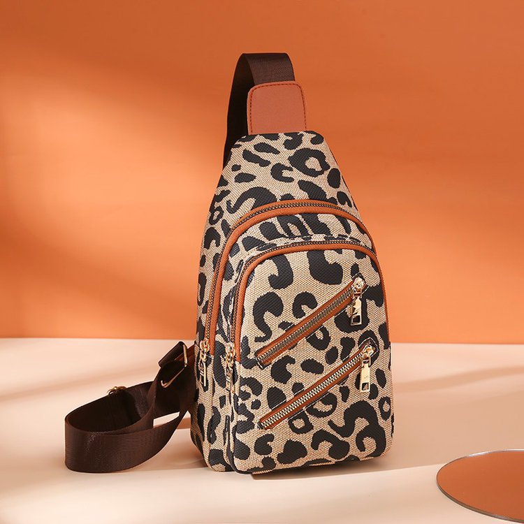 Sarah Express Leopard Print Sling Crossbody Chest Bag
