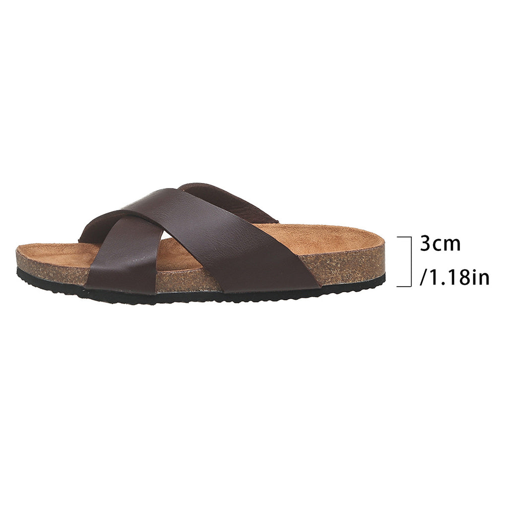 Sarah Express Men's Cross-Strap Cork Sandals