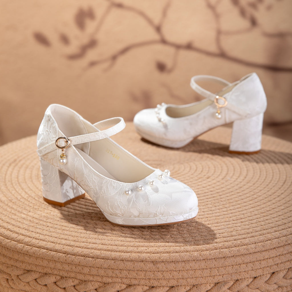 Sarah Express Jacquard Mary Jane Platform Heels