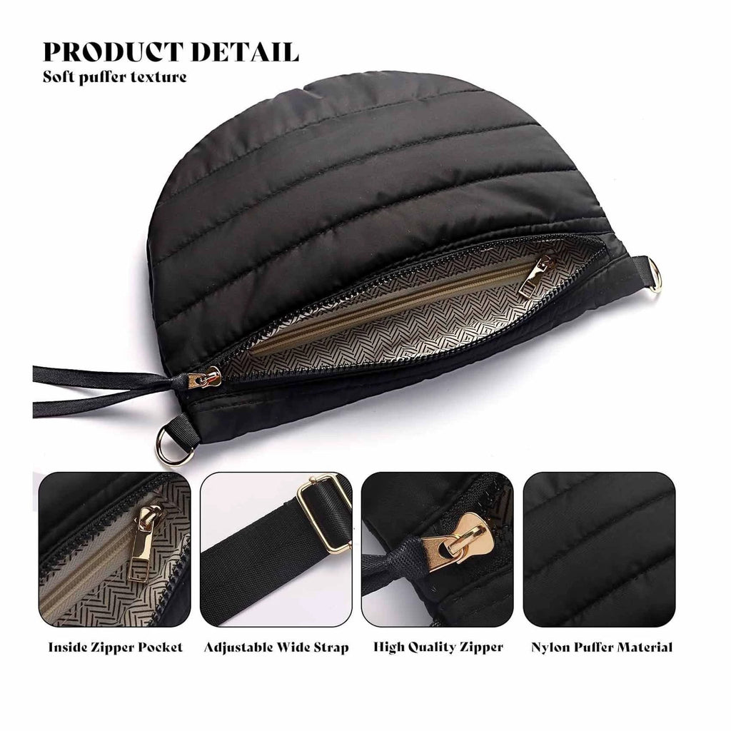 Sarah Express Quilted Dumpling Crossbody Bag Adjustable Strap