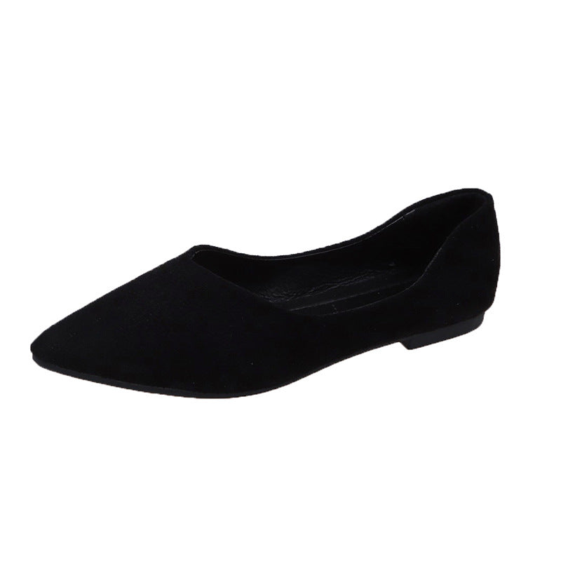 Sarah Express Pointed-Toe Suede Flats Slip-On Shoes
