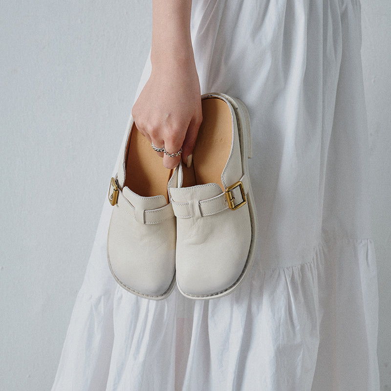 Sarah Express Full Grain Leather Buckle Mules
