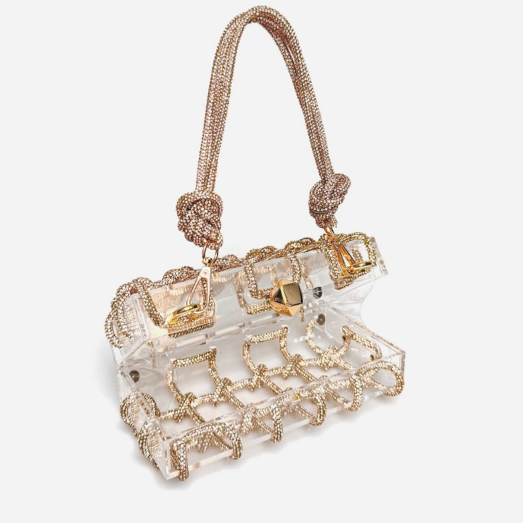 Sarah Express Shiny Rhinestone Banquet Small Square Bag