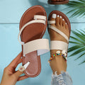 Sarah Express Casual Toe-Loop Flat Sandals Offwhite