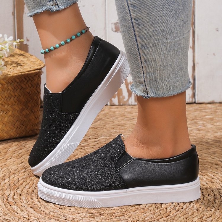 Sarah Express Sequined Round Toe Slip On Sneakers