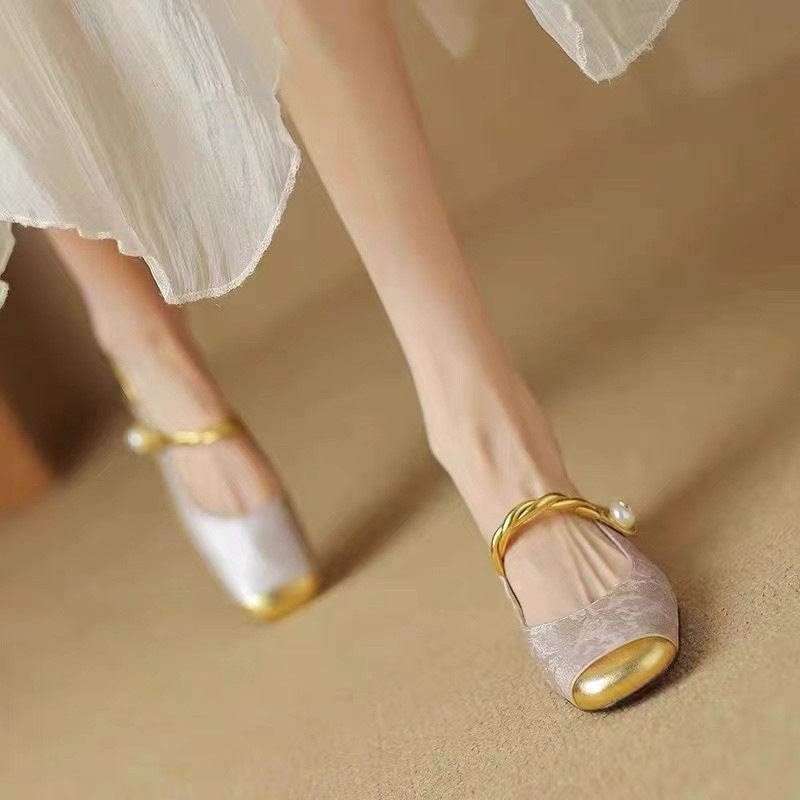 Sarah Express Closed Toe Half Slippers with Pearl Detail