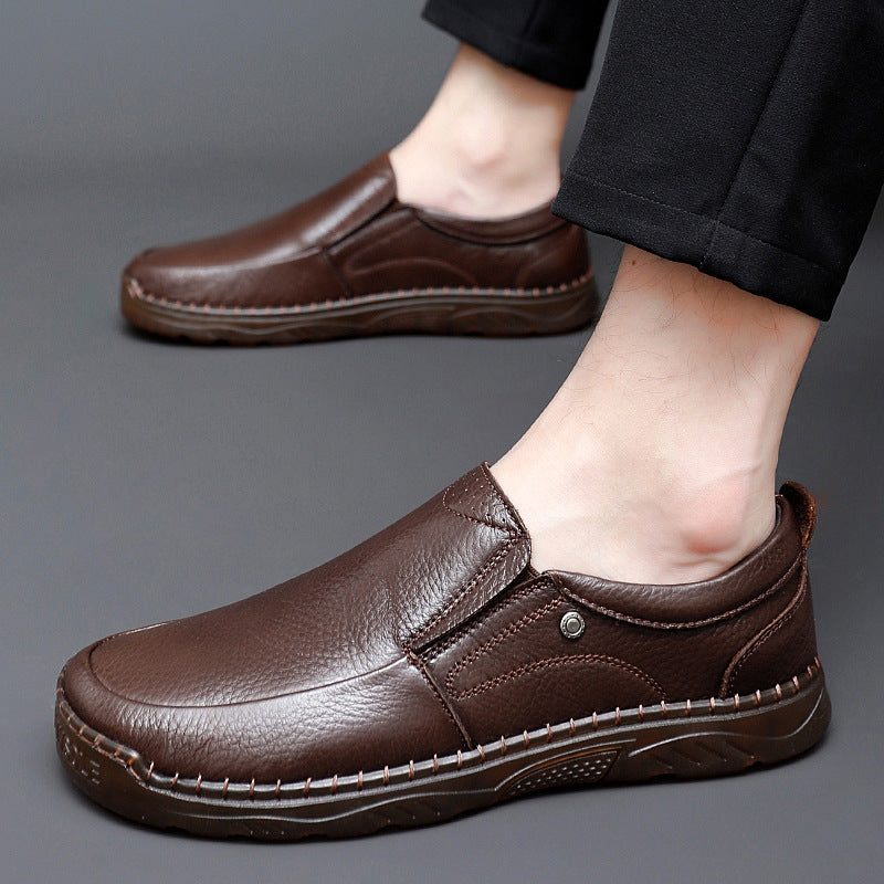 Sarah Express Men's Low-Top Slip-On Cowhide Casual Loafers