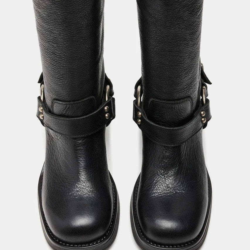 Sarah Express Round Toe Buckle Mid-Calf Boots