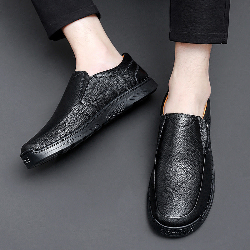 Sarah Express Men's Low-Top Slip-On Cowhide Casual Loafers