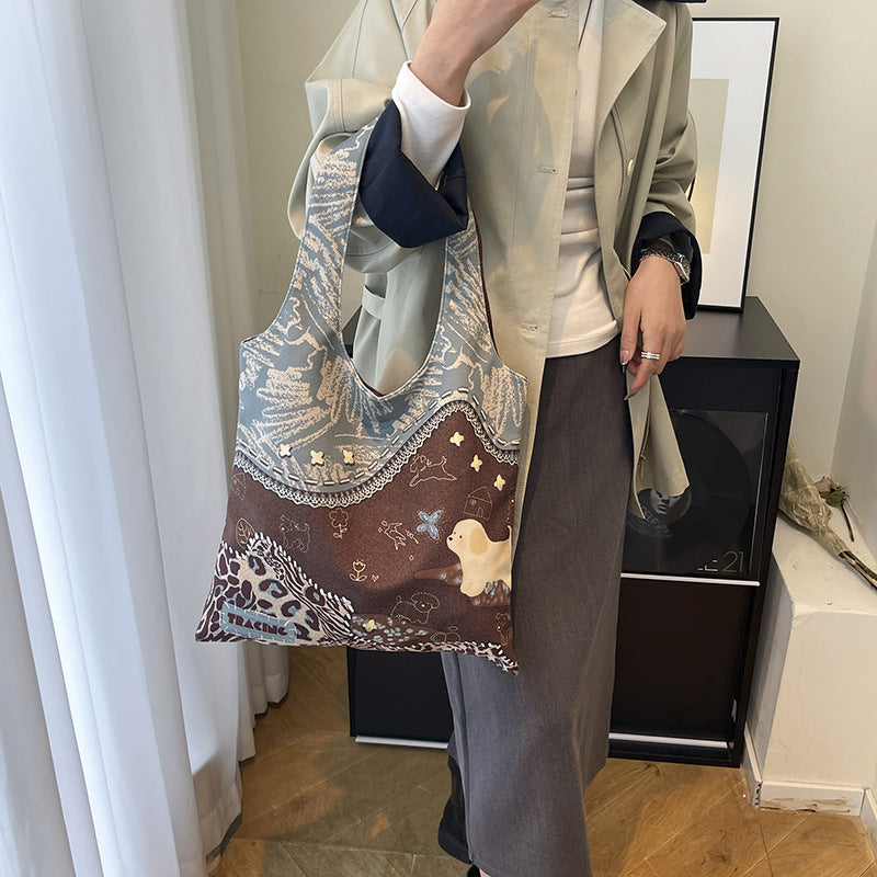 Sarah Express Leopard Print Canvas Commuter Shoulder Bag
