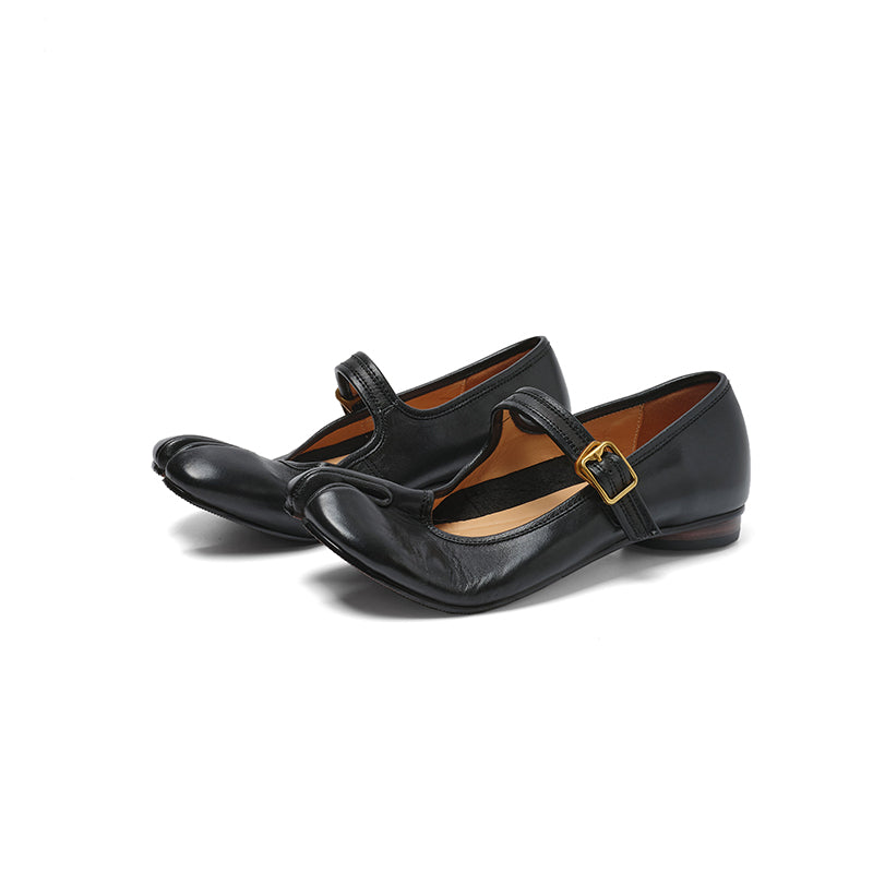 Sarah Express Split-Toe Tabi Mary Jane Flats Black